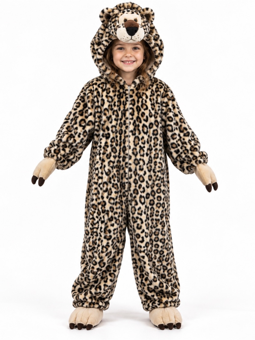 Chosun Premium Kids Leopard Costume Sz 6 Plush Hooded Animal Halloween Jumpsuit